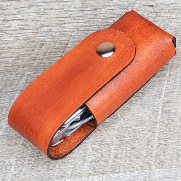 Leather Sheath Case Holster For Leatherman Free P2 P4 ARC Multitool SUNSET TAN - Picture 4 of 13